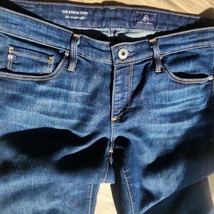 AG Blue Ankle Cropped Jeans with Faded Look